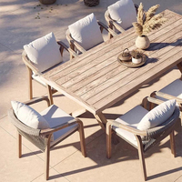 Ensemble de table et de chaises de salle à manger en teck massif, meubles de jardin et de terrasse pour restaurant, hôtel