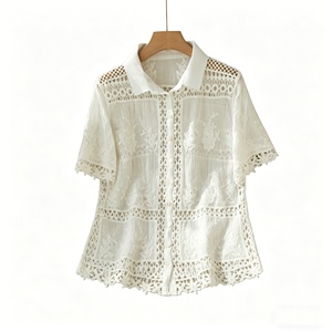 <strong>White</strong> Knitted Vintage Lace Crochet Short Sleeve <strong>Shrug</strong> for <strong>Women</strong> Hollow Casual Shirt Boho Summer Beach Holiday - Product Image 6