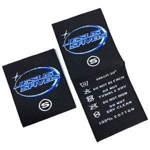 Étiquettes tissées personnalisées pliées au centre, étiquettes d'entretien et étiquettes de taille tissées pour vêtements - Product Image 2