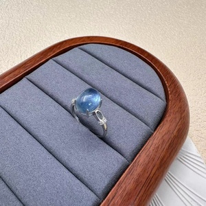 Ingrosso anello <span class=keywords><strong>acquamarina</strong></span> naturale alla moda S925 <span class=keywords><strong>gioielli</strong></span> in argento <span class=keywords><strong>con</strong></span> bocca dal vivo di fascia alta di cristallo progettato per le donne - Product Image 4