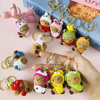 Porte-clés au crochet mignon fait main, pendentif capybara tricoté au crochet, accessoire amigurumi charmant, travaux d'aiguille