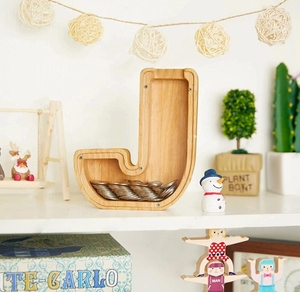 Alcancía de Madera Retro Transparente con Letras del Alfabeto Inglés Personalizables, Diseño Mágico y Encantador - Product Image 2