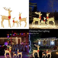 Vente en gros 3 pièces décoration de Noël éclairée cerf intérieur extérieur décoration de Noël LED renne famille ensemble de lumières