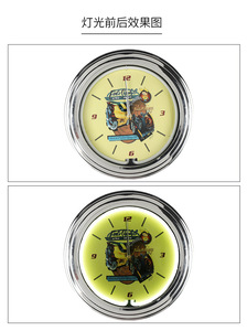 カスタムネオン壁掛け時計ホームバーレストラン装飾周辺お土産モダン照明壁掛け時計3D - Product Image 5