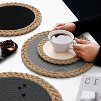 Sets de table ronds en corde de coton tressée, faits à la main, réutilisables, naturels, résistants à la chaleur, antidérapants, style bohème et rustique