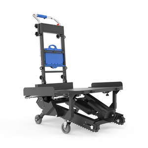 Chariot monte-escalier électrique 250 kg, chariot à chenilles industriel en acier, plateforme réglable à quatre roues, revêtement en poudre bleue - Product Image 4