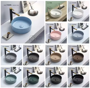 Lavabo de salle de bain en céramique mat coloré, design élégant et inaltérable, pour hôtel, à poser sur comptoir, lavabo artistique couleur mate - Product Image 5
