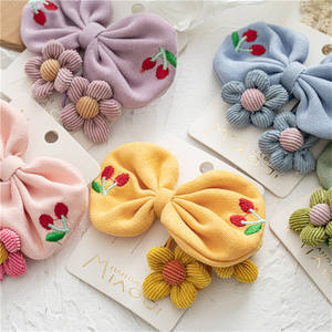 Ultime cherry ricamato arco clip di capelli del bambino set <span class=keywords><strong>con</strong></span> cute little flower bambini legami dei capelli di modo - Product Image 2