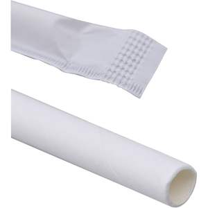 Boardwalk 7.75 In. X 0.25 In. Individually <b>Wrapped</b> White <b>Paper</b> Drinking Straws 3200/Carton - Product Image 5