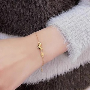 Pulsera y Tobillera de Acero Inoxidable Chapado en Oro de 18K con Dije de Corazón para Mujer |   Impermeable, Hipoalergénico y Resistente a la Decoloración - Product Image 2