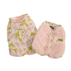 Cute Floral Reversible Pink Printed Vest <b>For</b> Cats Warm Pet <b>Clothing</b> Winter Clothes <b>For</b> Ragdoll <b>Kitten</b> Anti Shedding Cat Wear - Product Image 5