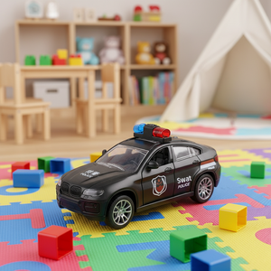 Voiture de <span class=keywords><strong>police</strong></span> sportive en plastique pour enfants, modèle à inertie à l'échelle 1:5, portes ouvrables, cadeau pour la maternelle, vente en gros - Product Image 6