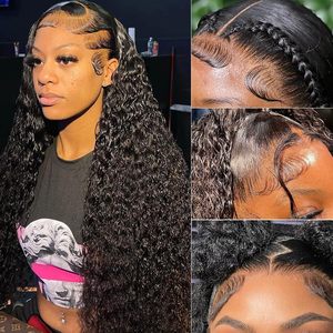 Pelucas Rizadas de 250 Densidades, Pelucas de Cabello Humano con Frente de Encaje Transparente HD 13x4, Peluca de Encaje Remy de Ondas Profundas de 26 Pulgadas para Mujeres Negras - Product Image 3