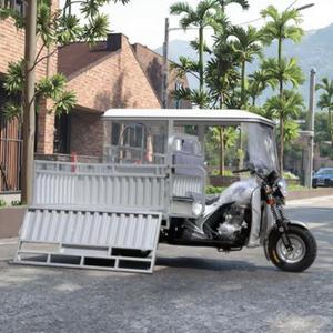 Vente directe usine – Tricycle motorisé à essence à trois roues, fourgonnette ouverte profonde, moto de livraison avec side-car, moteur haute puissance - Product Image 3