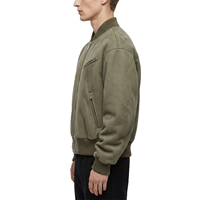 Blouson en daim marron personnalisable TOPSHOW pour homme, col montant, fermeture éclair, style décontracté, technique de teinture unie