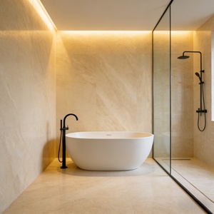 Piastrelle 600x1200mm in Marmo Beige con Superficie Colorata Antiscivolo per Pavimenti e Pareti Interni/Esterni, Ideali per Bagno, Soggiorno e <span class=keywords><strong>Giardino</strong></span> - Product Image 1