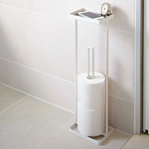 Porte-rouleau de papier toilette vertical, écologique, en fer, design rectangulaire moderne, sur pied, pour la maison - Product Image 2