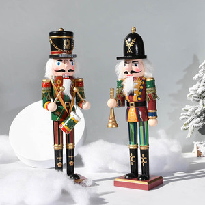 Figura de Soldado Cascanueces de Madera de 30 cm, Decoración Navideña Vintage para el Hogar, Pintada a Mano, Venta al Por Mayor - Product Image 2