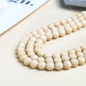 Natural Stone Bead Albino Stone Round Strand Crystals Fit For DIY Jewelry Making Supplies