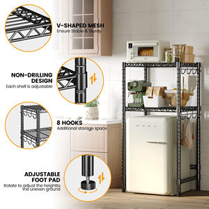 ชั้นวางของโลหะสำหรับตู้เย็นขนาดเล็ก ชั้นวางตู้เย็นและไมโครเวฟ ปรับความสูงได้ เหมาะสำหรับหอพัก ห้องครัว - Product Image 3