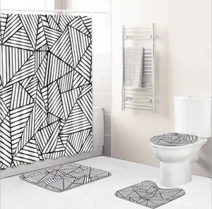 4 шт. ванный надземный ковёр комплекты противоскользящие тюльпаны дизайн занавески коврик для ванной коврик для контура крышка для унитаза ковровые покрытия