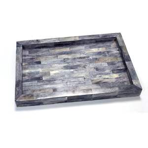 Plateau de service de luxe en incrustation d'os fabriqué à la main avec une base en bois solide au design unique pour le bureau à domicile ou l'affichage décoratif de fête - Product Image 5