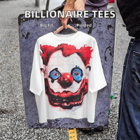 Milliardaire Hommes Lourd 100% Coton T-Shirt Court Longueur Designer Dessin Animé Logo Streetwear avec Clown Imprimer Plaine De Mode
