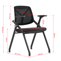 Chaise de formation et chaise de conférence pliante avec dossier en maille respirante et tablette d'écriture