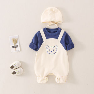 Combinaison à capuche en coton pour nouveau-né garçon, tenue mignonne et adorable pour le printemps et l'automne, idéale pour les 100 jours et les sorties en extérieur - Product Image 5