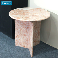 Table d'appoint moderne en marbre rose crème pour appartement, villa, hôtel, salon, chambre à coucher, imperméable, garantie 1 an