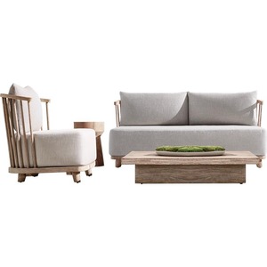 Conjunto de Sofás de Teca para Exteriores en Forma de U, Muebles de Jardín Modernos, Resistentes al Agua, a la Intemperie y a la Corrosión, Madera para Patio - Product Image 5