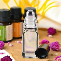 Botellas de Vidrio de 5 ml para Aceites Esenciales, con Bola de Acero Inoxidable, a Prueba de Fugas, Recargables, para Perfume de Viaje