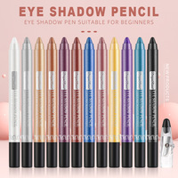 Crayon fard à paupières scintillant à pointe mousse avec taille-crayon, facile à appliquer, maquillage longue tenue pour les yeux