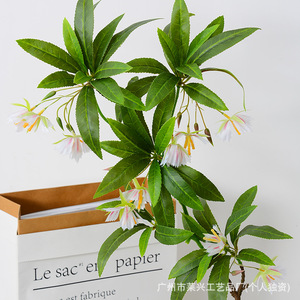 Arbre artificiel Laixing en pierre d'eau, 90 cm, feuilles vertes en PVC souple, fleurs blanches, pour décoration intérieure et accessoires de mariage - Product Image 1