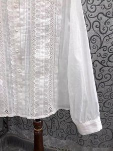 Camicia in Cotone di Alta Qualità Nuova Collezione Primavera 2026 da Donna con Ricamo in Pizzo e Patchwork a Maniche Lunghe <span class=keywords><strong>Elegante</strong></span> Bianca Rosa <span class=keywords><strong>Nera</strong></span> - Product Image 6