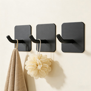 Stainless Steel Wall Mounted Robe <b>Hooks</b> With Adhesive Tape For <b>Bathroom</b> Kitchen Bedroom Entryway Minimalist Design - Product Image 4