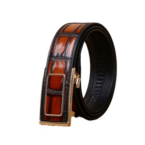 Nouvelle <span class=keywords><strong>ceinture</strong></span> en cuir de vachette à motif croco vieilli <span class=keywords><strong>pour</strong></span> homme, avec boucle automatique en alliage, style décontracté et professionnel - Product Image 5