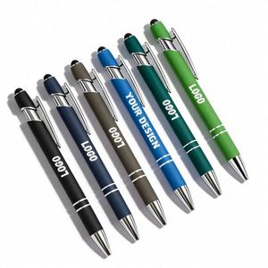 Cadeau publicitaire promotionnel pour entreprises, stylo à bille 2 en 1 avec stylet pour écran tactile, livraison directe d'usine, vente en gros, stylo en métal avec logo personnalisé - Product Image 1