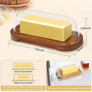 Plat à <span class=keywords><strong>beurre</strong></span> en bambou avec marquages de mesure, plateau économiseur de <span class=keywords><strong>beurre</strong></span>, support à <span class=keywords><strong>beurre</strong></span> avec couvercle, récipient écologique pour servir le fromage - Product Image 3
