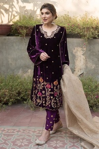Trendy Stylish Long Kurta <b>Pant</b> Set Lace <b>Sequined</b> Button Natural Waist Beautiful Applique Work Party Wedding Ethnic Wear Outfit - Product Image 2