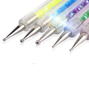 Lot de 5 stylos double tête pour nail art, outils de pointillage, de peinture, de dessin de lignes et de fleurs avec manche en plastique - Product Image 5
