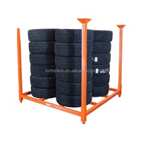 Rack de pneus en acier inoxydable, palette de porte-pneus empilables et pliables