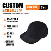 Gorra de béisbol unisex ajustable con visera plana, corona suave y estructurada, de pana gruesa de canalé ancho, con logotipo bordado personalizado