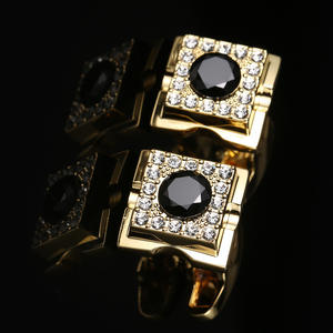 กระดุมข้อมือเสื้อเชิ้ตแก้วหรูหราของผู้ชาย,กระดุมข้อมือประดับพลอยเทียมคริสตัลสีขาวเงาวับ - Product Image 4