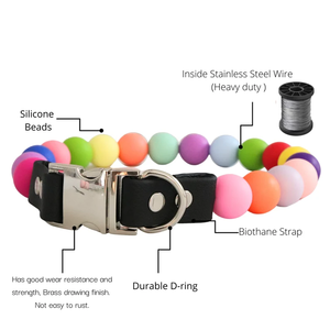 <span class=keywords><strong>Collar</strong></span> de Perro Personalizado, Elegante, Femenino, Resistente, de Verano, Impermeable, Bonito, Colorido, con Cuentas - Product Image 3