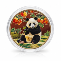 Pièce de monnaie commémorative Panda géant 2026 en métal plaqué argent couleur 3D avec boîtier de présentation en acrylique