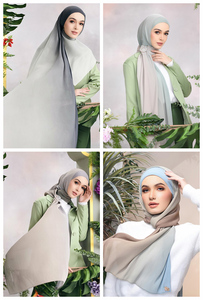 Elegante última buena tela bufanda nueva mano de obra logotipo personalizado plisado Ombre bebé plisado gasa Hijab Popular en <span class=keywords><strong>el</strong></span> mercado de Malasia - Product Image 6