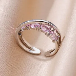 Hot Selling Elegant Damessieradenontwerp Op De Kanton Fair 925 Verzilverde Ring + Zirkoonring