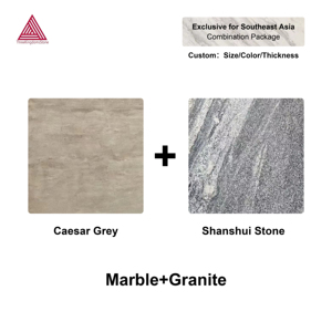 Combo Personalizable de Losas de Travertino Gris César Natural Pulido, Directo de Fábrica, para Revestimiento de Paredes y Encimeras de Lujo - Product Image 1