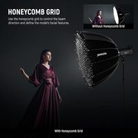 NEEWER Boîte à lumière parabolique 90 cm (35,4 po) avec monture Bowens à dégagement rapide, diffuseurs/grille/sac pour éclairage vidéo continu